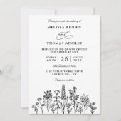 Wildflowers Elegant Modern Budget QR Code Wedding 招待状 (正面)