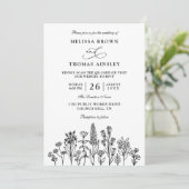 Wildflowers Elegant Modern Budget QR Code Wedding 招待状 (スタンド正面)
