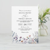 Wildflowers Elegant Modern Budget QR Code Wedding 招待状 (スタンド正面)