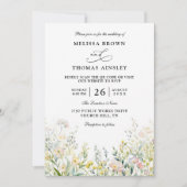 Wildflowers Elegant Modern Budget QR Code Wedding 招待状 (正面)