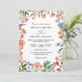 Wildflowers Elegant Modern Chic QR Code Wedding 招待状 (スタンド正面)