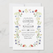 Wildflowers Elegant Modern Garden QR Code Wedding 招待状 (正面)