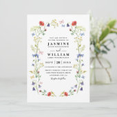 Wildflowers Elegant Modern Garden QR Code Wedding 招待状 (スタンド正面)
