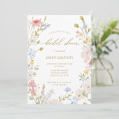 Wildflowers elegant modern Spring Bridal Shower 招待状 (スタンド正面)
