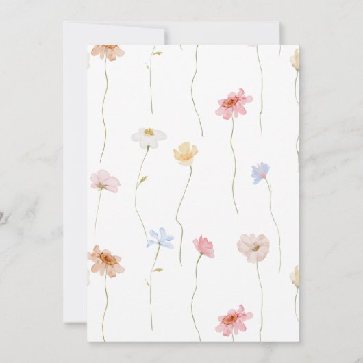 Wildflowers elegant modern Spring Bridal Shower  招待状 (裏面)