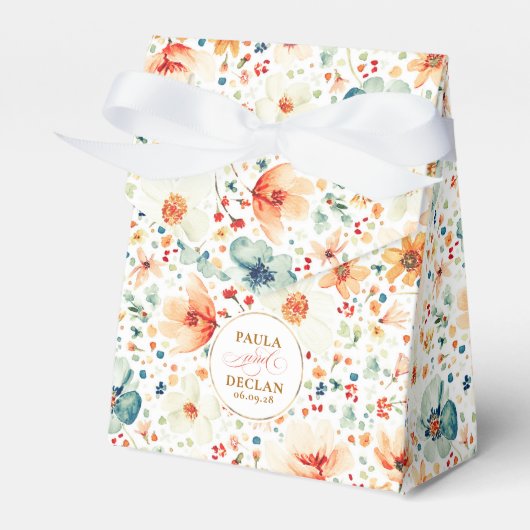 Wildflowers Elegant Romantic Boho Floral Wedding フェイバーボックス (正面サイド)