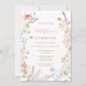 Wildflowers elegant Spring First Birthday 招待状 (正面)