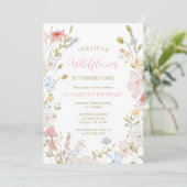 Wildflowers elegant Spring First Birthday 招待状 (スタンド正面)