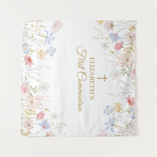 WILDFLOWERS  First Communion Backdrop banner タペストリー (正面(横))