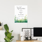 Wildflowers Floral ウェディング ウェルカムサイン ポスター (ホームオフィス)