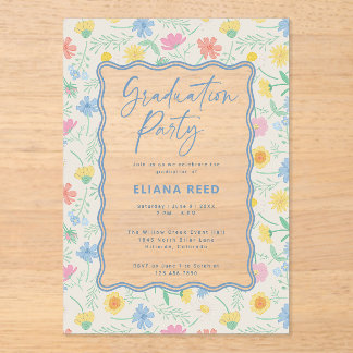 Wildflowers Floral Acrylic Graduation Invitation アクリル招待状