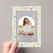 Wildflowers Floral Acrylic Graduation Photo Card アクリル招待状 (インサイチュ (ポータブル))