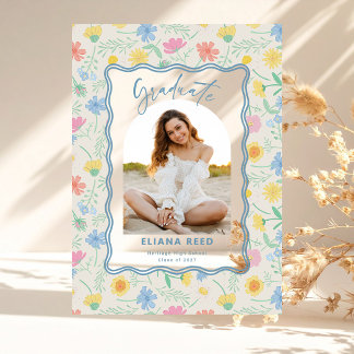 Wildflowers Floral Acrylic Graduation Photo Card アクリル招待状
