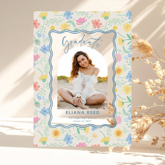 Wildflowers Floral Acrylic Graduation Photo Card アクリル招待状