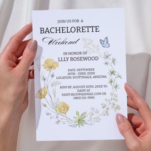 Wildflowers Floral Bachelorette Party 招待状
