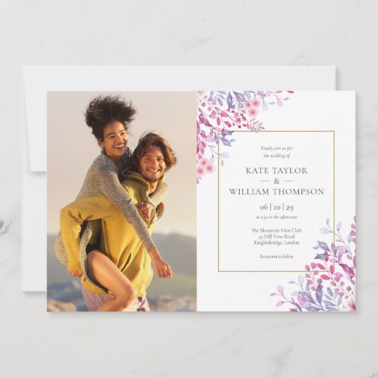 Wildflowers Floral Botanical Photos 結婚式 招待状 (正面)
