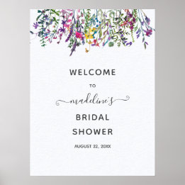 Wildflowers Floral Bridal Shower Welcome ポスター