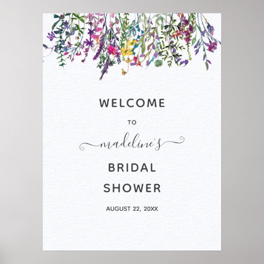 Wildflowers Floral Bridal Shower Welcome ポスター (正面)