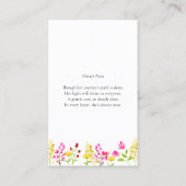 Wildflowers Floral Funeral Prayer Memorial Card 名刺 (裏面)
