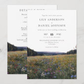 Wildflowers Floral Meadow All In One Wedding 招待状 (正面/裏面)