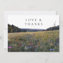 Wildflowers Floral Meadow Wedding Photo サンキューカード