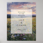 Wildflowers Floral Meadow Wedding Welcome Sign ポスター (正面)