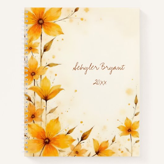 Wildflowers Floral Spiral-bound Journal Yellow ノートブック (正面)