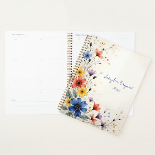 Wildflowers Floral Spiral-bound Spring Botanical プランナー手帳 (ディスプレー)