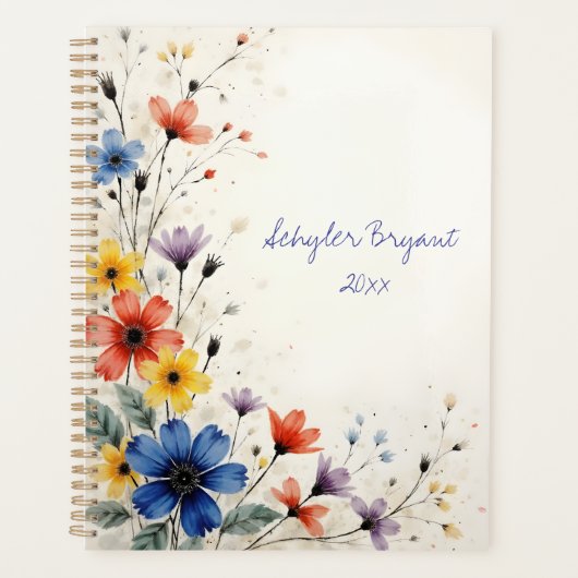 Wildflowers Floral Spiral-bound Spring Botanical プランナー手帳 (正面)