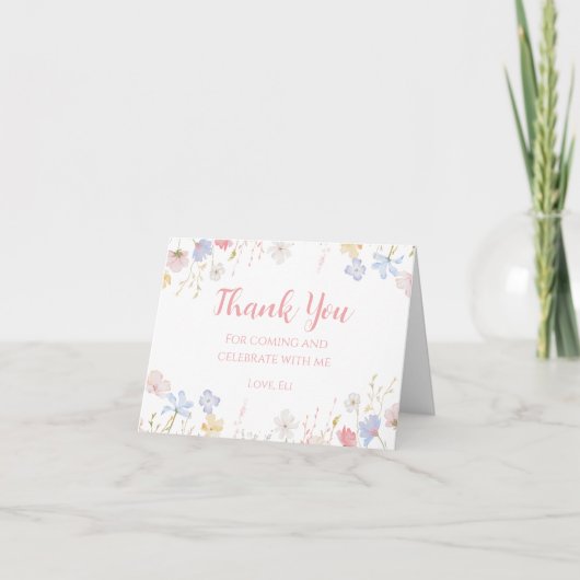 WILDFLOWERS Floral spring Thank you card サンキューカード (正面)