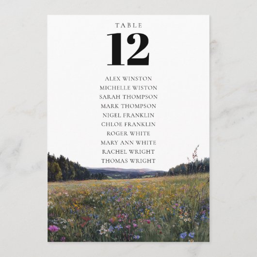 Wildflowers Floral Table Number Seating Chart 招待状 (裏面)