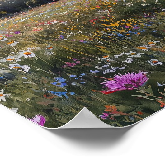 Wildflowers Floral Wedding Seating Chart ポスター (角)