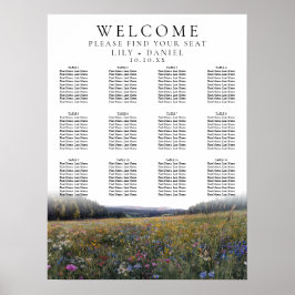Wildflowers Floral Wedding Seating Chart ポスター