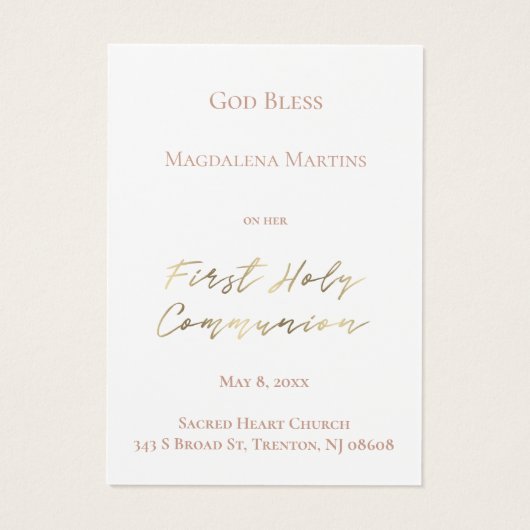 wildflowers frame First Communion記念カード (裏面)