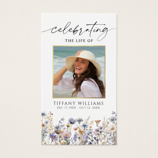 Wildflowers Funeral Celebration of Life Photo Card (正面)