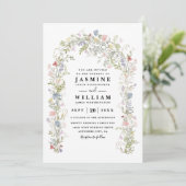 Wildflowers Garden Arch Rustic QR Code Wedding 招待状 (スタンド正面)