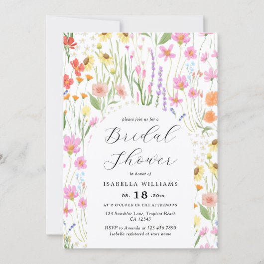 Wildflowers Garden Bridal Shower Invitation 招待状 (正面)