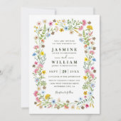 Wildflowers Garden Elegant Rustic QR Code Wedding 招待状 (正面)