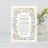 Wildflowers Garden Elegant Rustic QR Code Wedding 招待状 (スタンド正面)