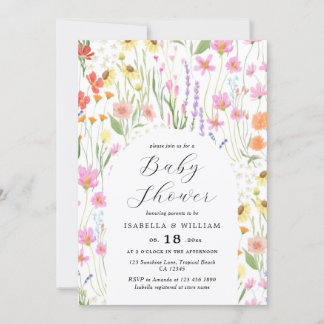 Wildflowers Garden Girl Baby Shower Invitation 招待状