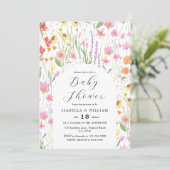Wildflowers Garden Girl Baby Shower Invitation 招待状 (スタンド正面)