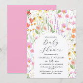 Wildflowers Garden Girl Baby Shower Invitation 招待状 (正面/裏面)