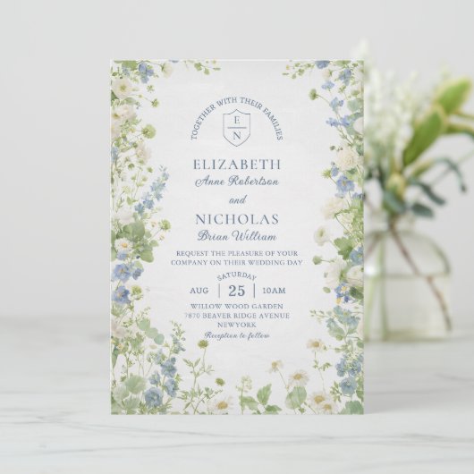 Wildflowers Garden QR Code Wedding Invitation 招待状 (スタンド正面)