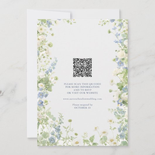 Wildflowers Garden QR Code Wedding Invitation 招待状 (裏面)