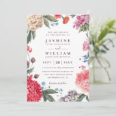 Wildflowers Garden Rustic Elegant QR Code Wedding 招待状 (スタンド正面)