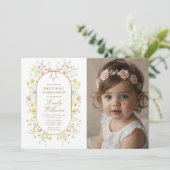 Wildflowers Gold Cross First Communion Photo 招待状 (スタンド正面)