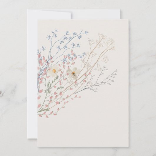 wildflowers grey beige background First Communion 招待状 (裏面)