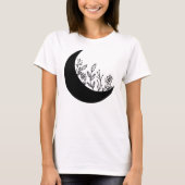 Wildflowers Growing from Moon Illustration Tシャツ (正面)