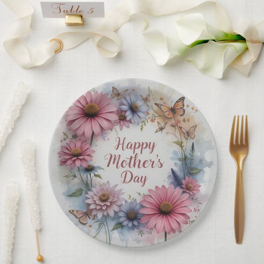 WildFlowers Happy Mother's Day ペーパープレート (ウェディング)