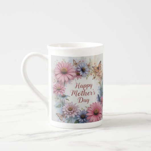Wildflowers Happy Mother's Day ボーンチャイナマグカップ (左)